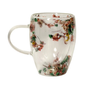 (D14-060) Taza de Vidrio Flores