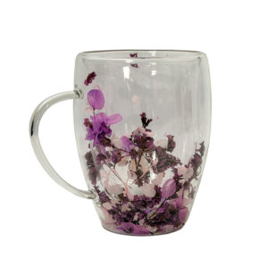 (D14-060) Taza de Vidrio Flores
